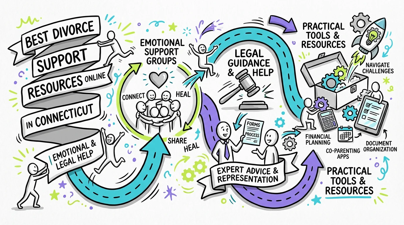 Visual overview showing the key steps and concepts for Best Divorce Support Resources Online in Connecticut | Emotional & Legal Help in Connecticut