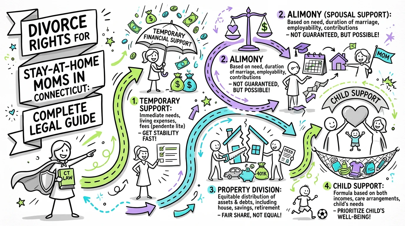 Visual overview showing the key steps and concepts for Divorce Rights for Stay-at-Home Moms in Connecticut: Complete Legal Guide in Connecticut