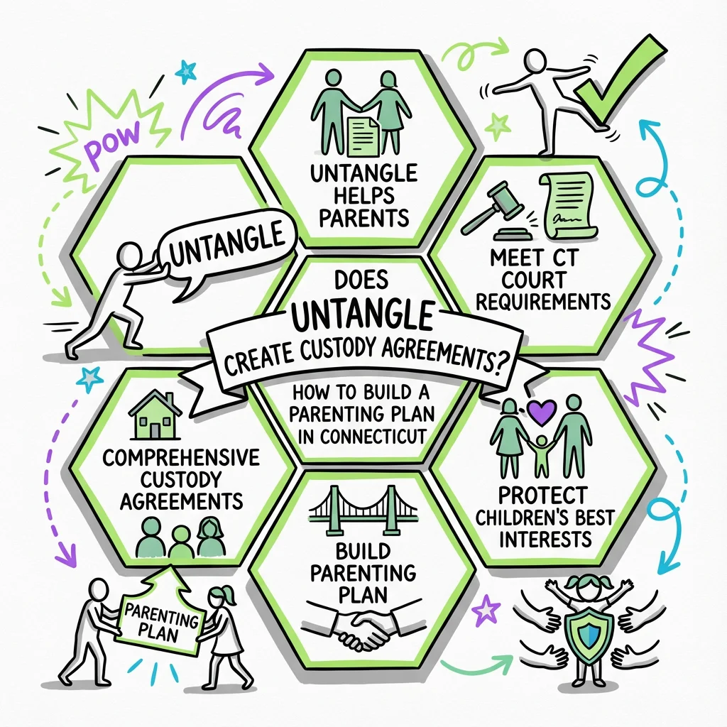 Illustrated guide summarizing the main points about Does Untangle Create Custody Agreements? How to Build a Parenting Plan in Connecticut