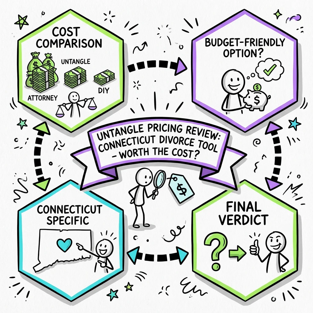 Illustrated guide summarizing the main points about Untangle Pricing Review: Is This Connecticut Divorce Tool Worth the Cost?
